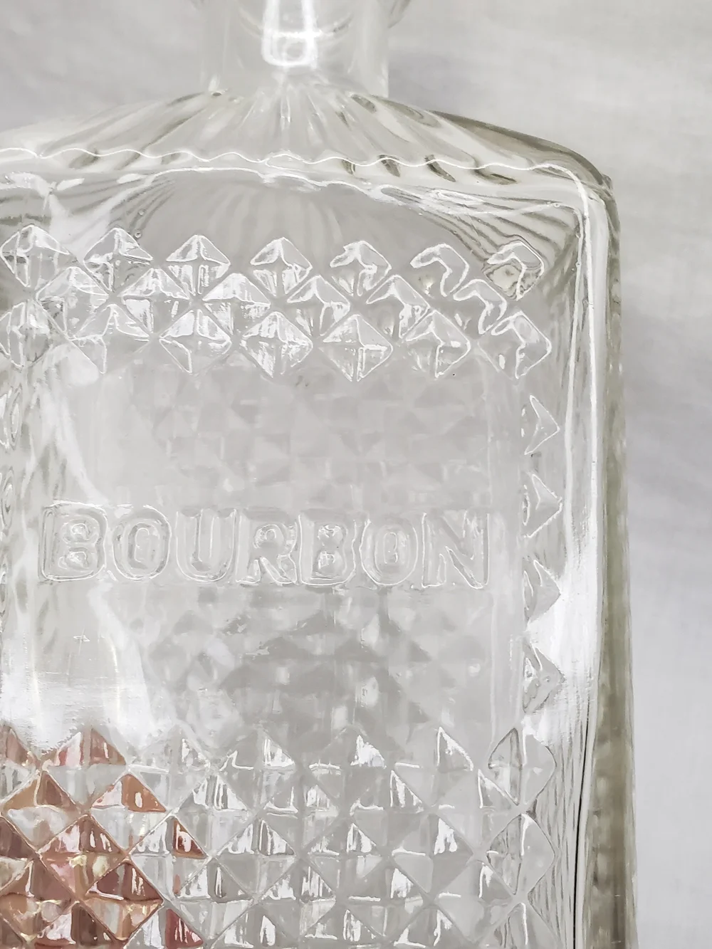 Vintage Pressed Glass Clear Glass Bourbon Decanter